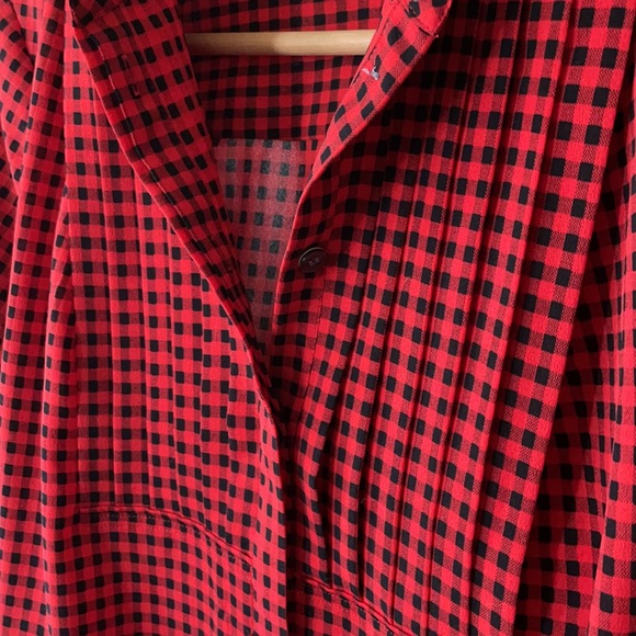 J. Crew factory red buffalo plaid pleated blouse - Picture 3 of 4